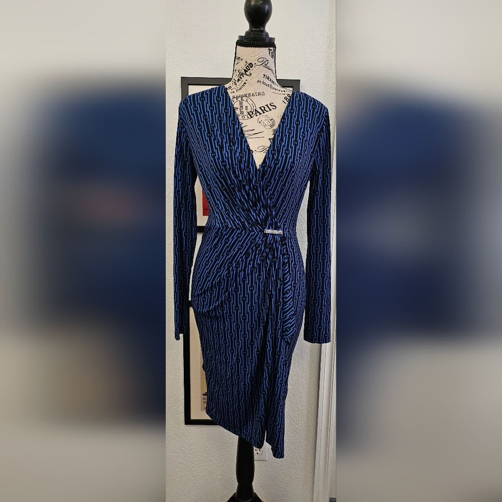MICHAEL Michael Kors Blue & Black Midi Dress Sz XS